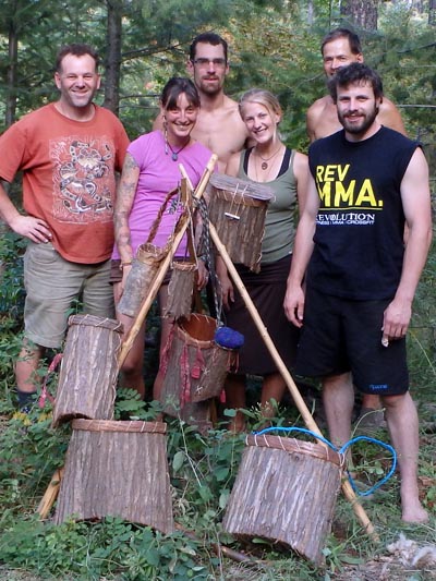 Bark basketry students.