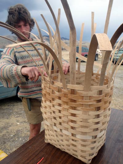 Making a pack basket.