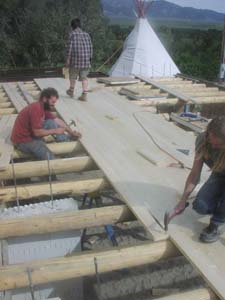 Tongue-and-groove decking.